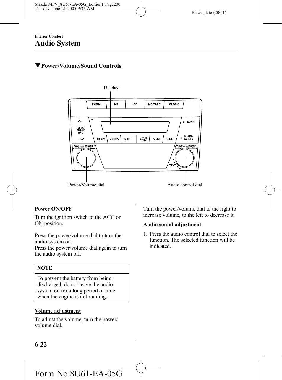 Audio system | Mazda 2006 MPV User Manual | Page 200 / 364