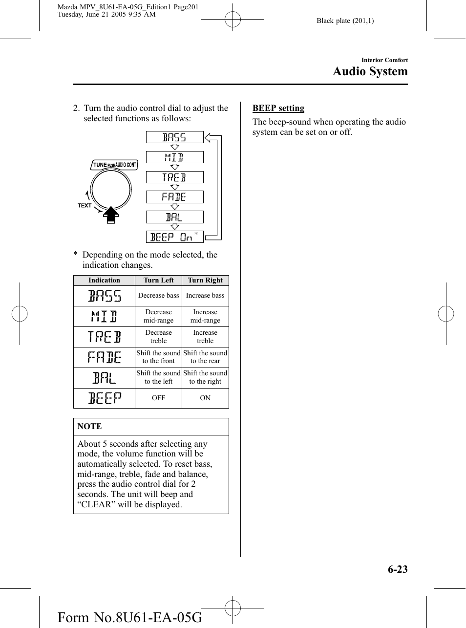 Audio system | Mazda 2006 MPV User Manual | Page 201 / 364