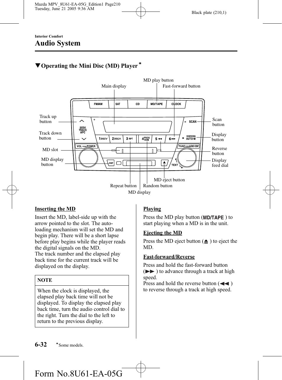 Audio system | Mazda 2006 MPV User Manual | Page 210 / 364