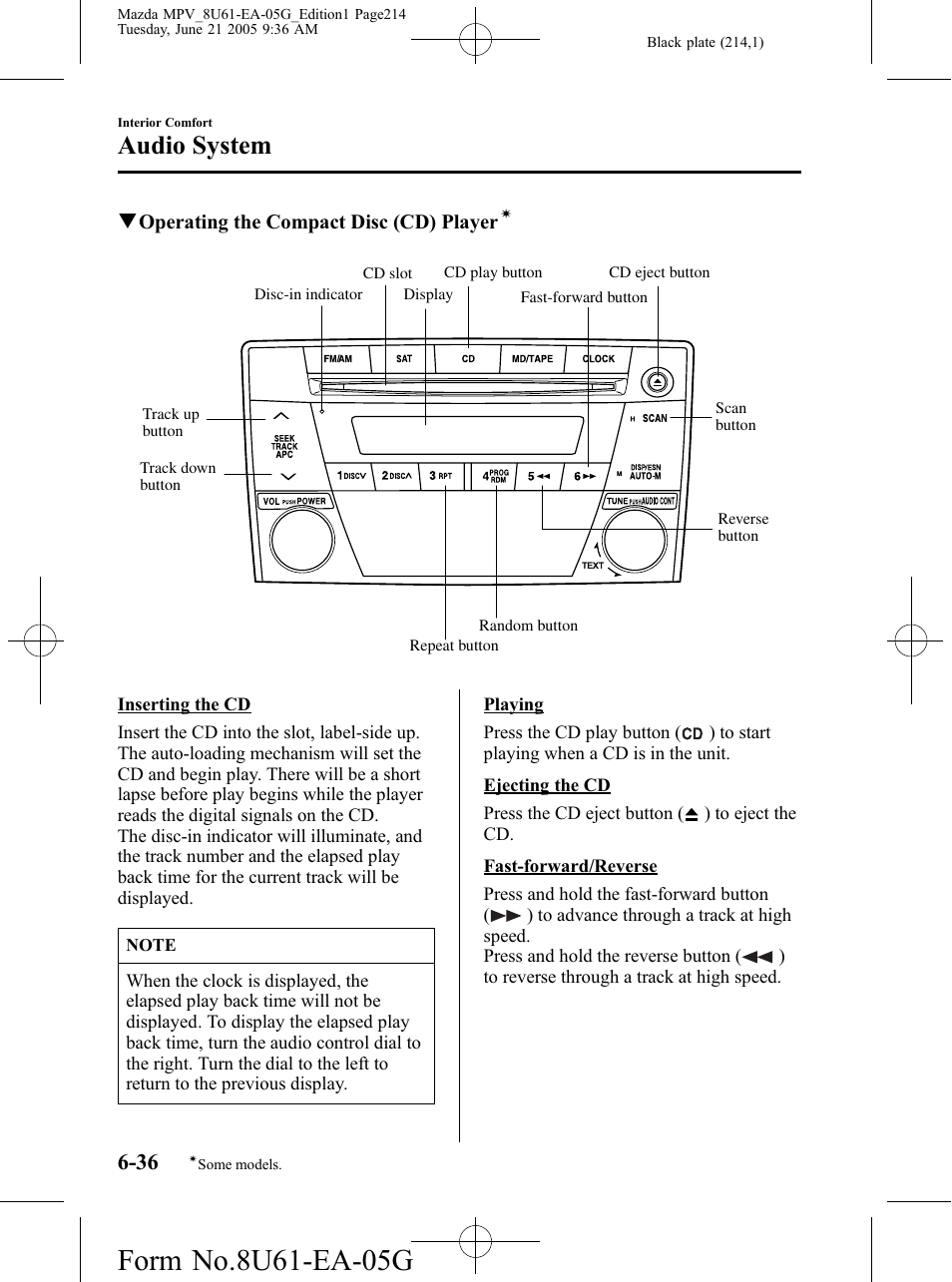 Audio system | Mazda 2006 MPV User Manual | Page 214 / 364