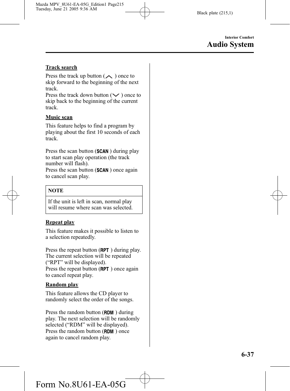 Audio system | Mazda 2006 MPV User Manual | Page 215 / 364