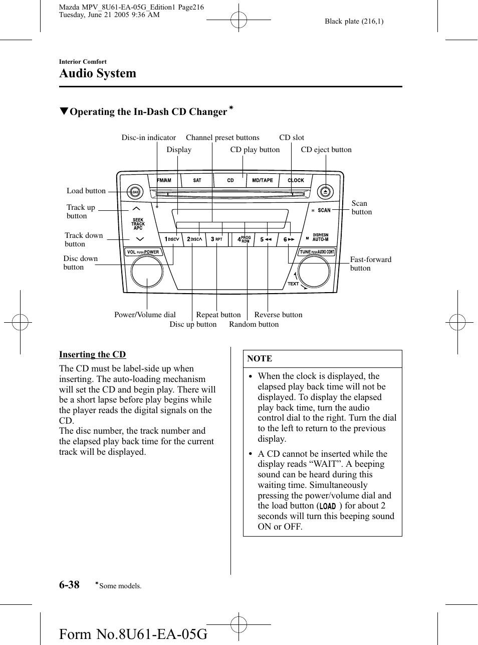 Audio system | Mazda 2006 MPV User Manual | Page 216 / 364