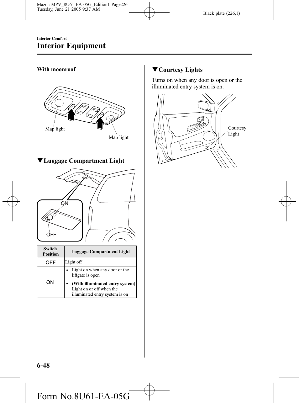 Interior equipment | Mazda 2006 MPV User Manual | Page 226 / 364