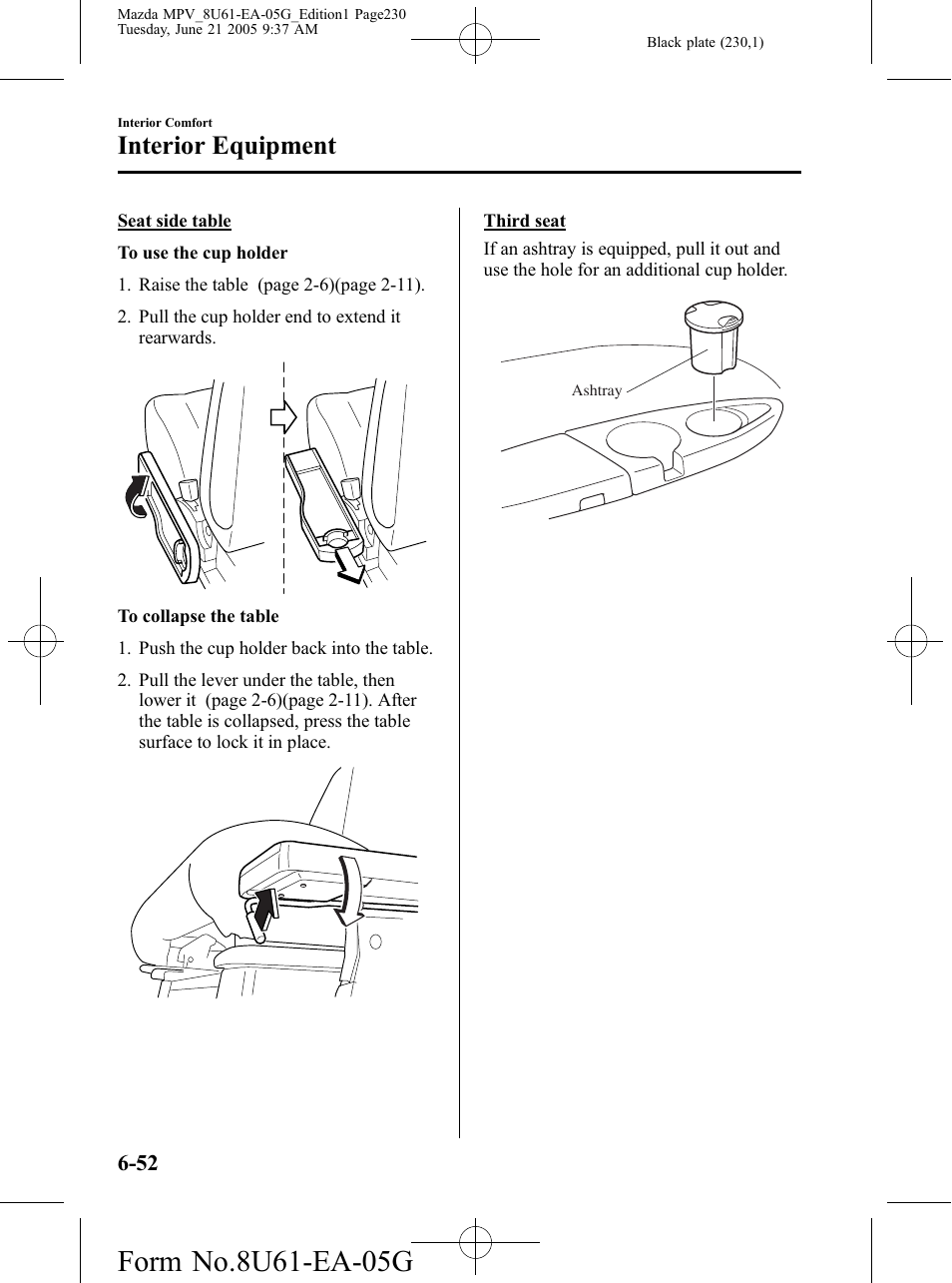 Interior equipment | Mazda 2006 MPV User Manual | Page 230 / 364