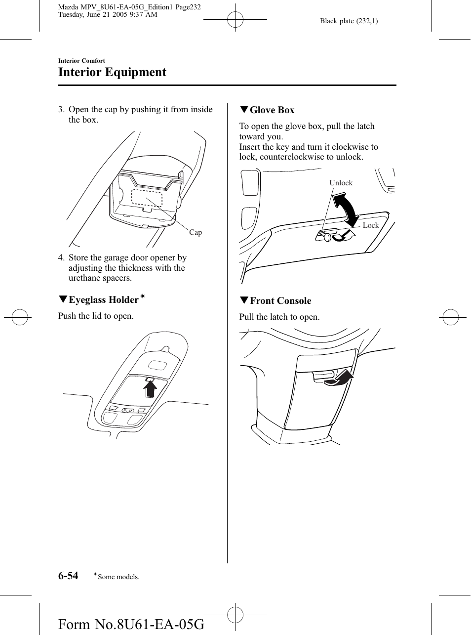 Interior equipment | Mazda 2006 MPV User Manual | Page 232 / 364