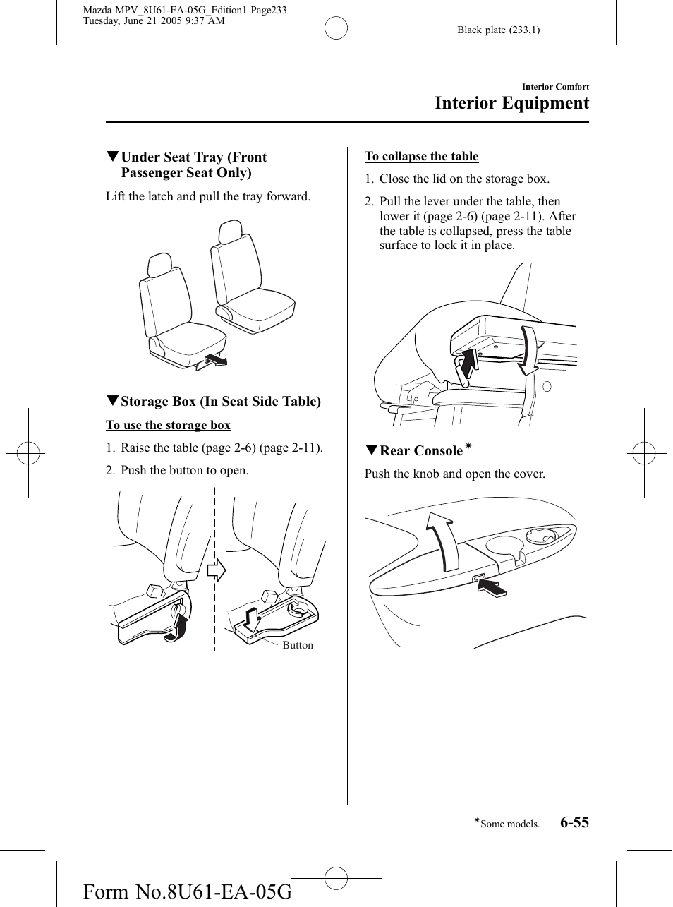 Interior equipment | Mazda 2006 MPV User Manual | Page 233 / 364