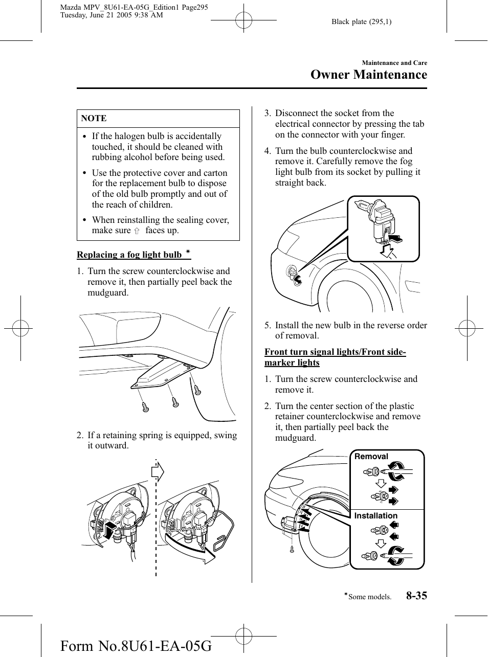 Owner maintenance | Mazda 2006 MPV User Manual | Page 295 / 364