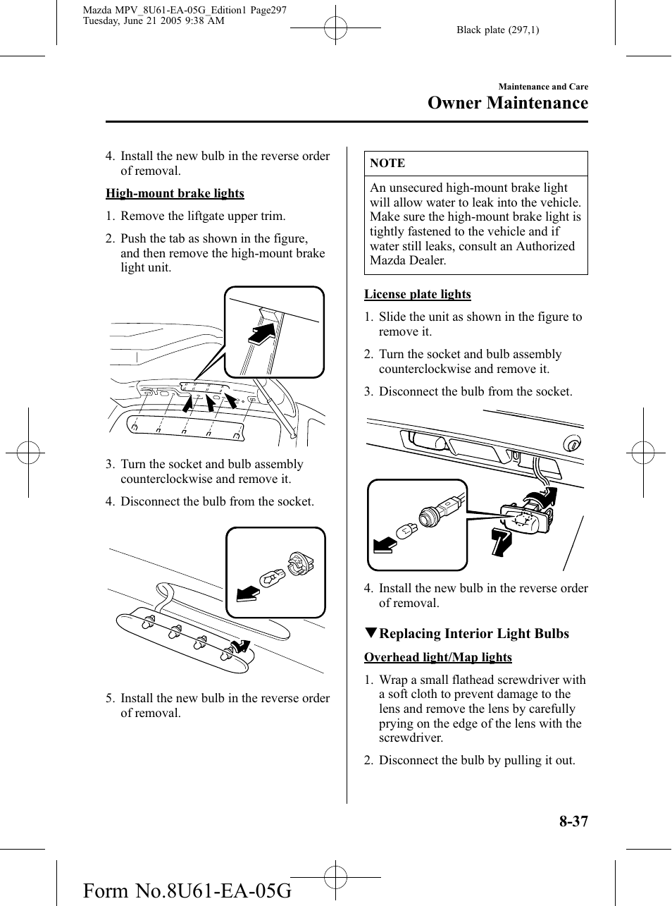 Owner maintenance | Mazda 2006 MPV User Manual | Page 297 / 364