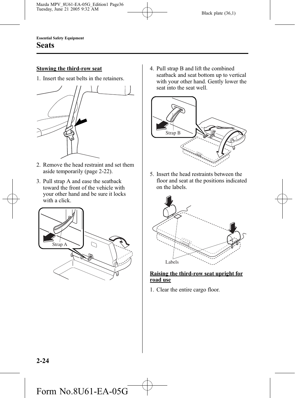 Seats | Mazda 2006 MPV User Manual | Page 36 / 364