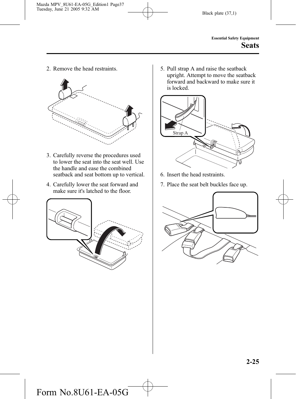 Seats | Mazda 2006 MPV User Manual | Page 37 / 364