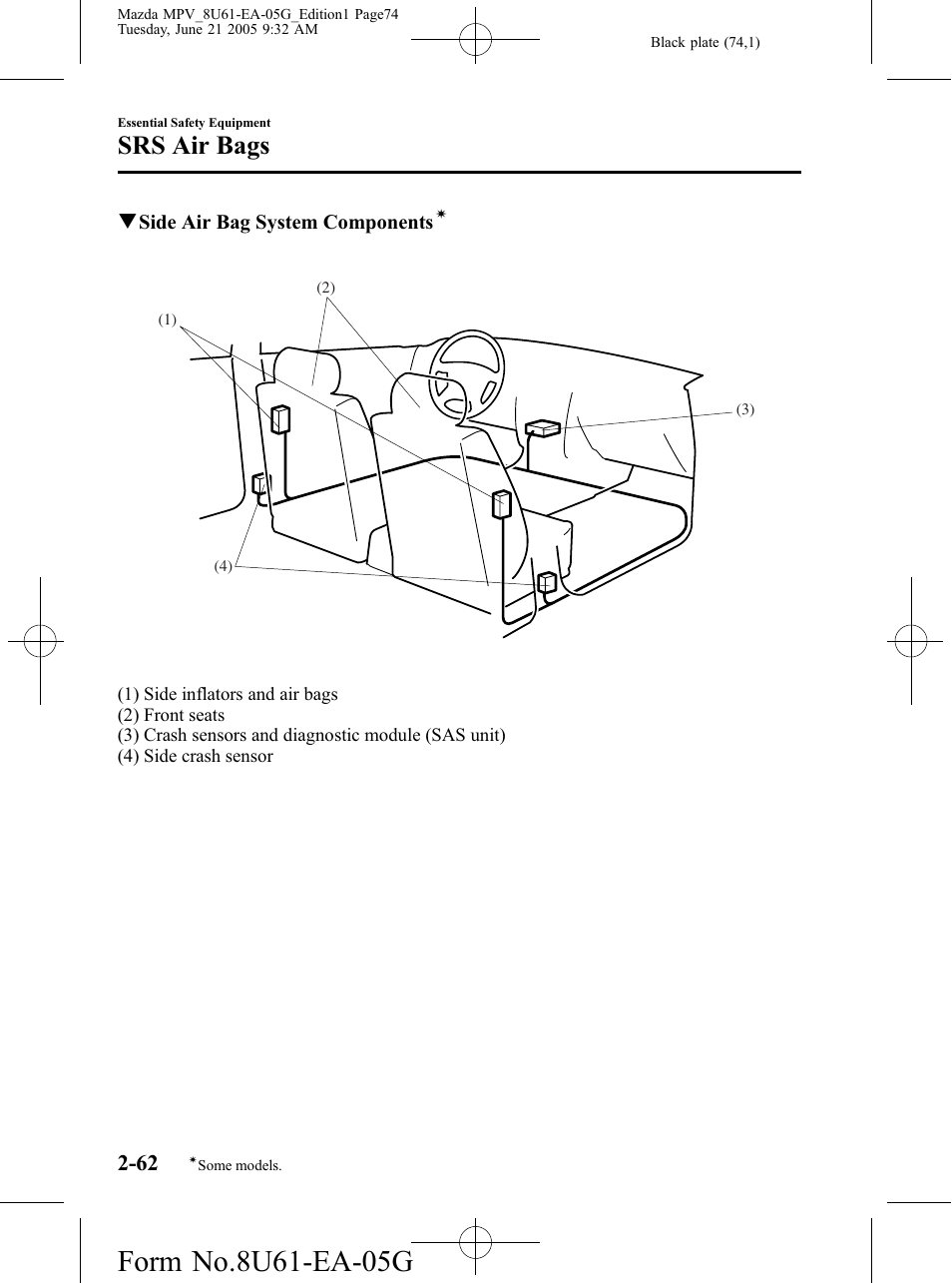 Srs air bags | Mazda 2006 MPV User Manual | Page 74 / 364