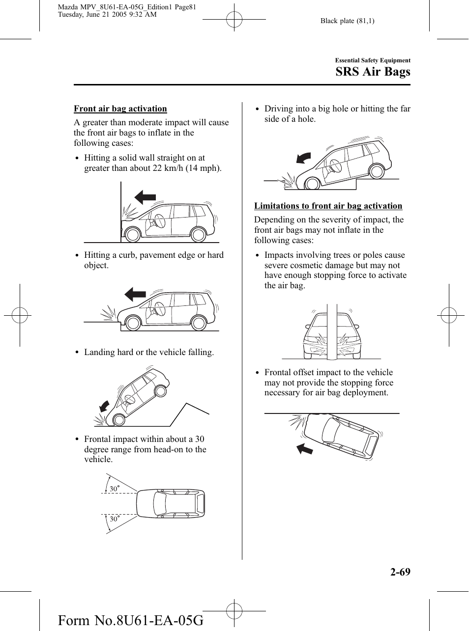 Srs air bags | Mazda 2006 MPV User Manual | Page 81 / 364