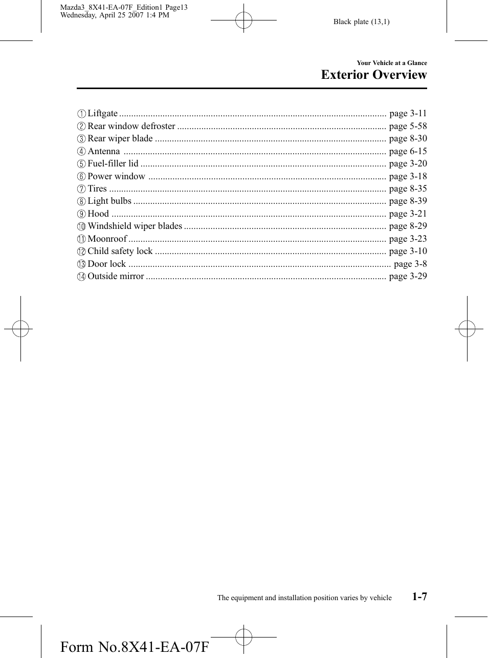 Exterior overview | Mazda 2008 3 4-DOOR User Manual | Page 13 / 452