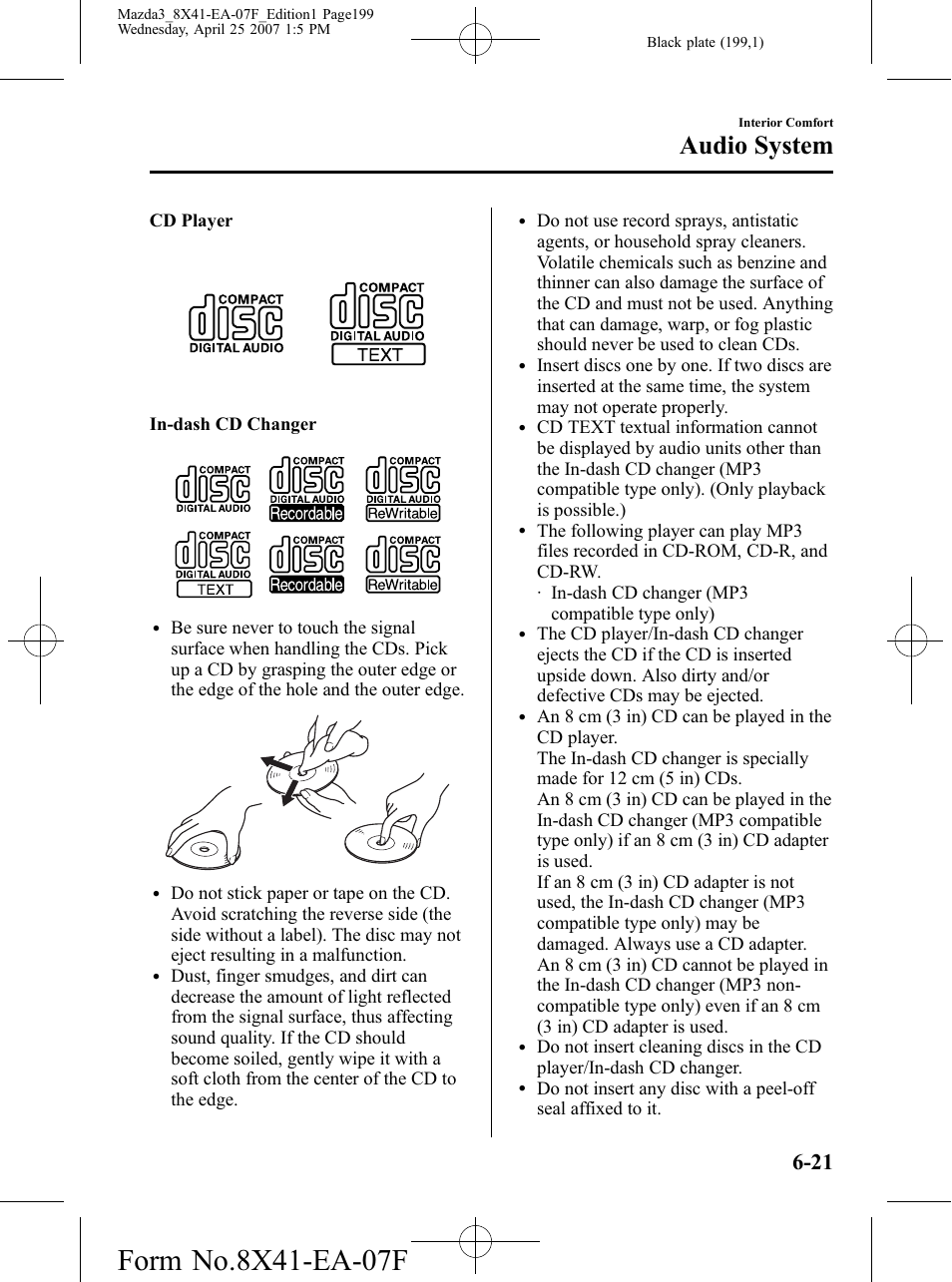 Audio system | Mazda 2008 3 4-DOOR User Manual | Page 199 / 452