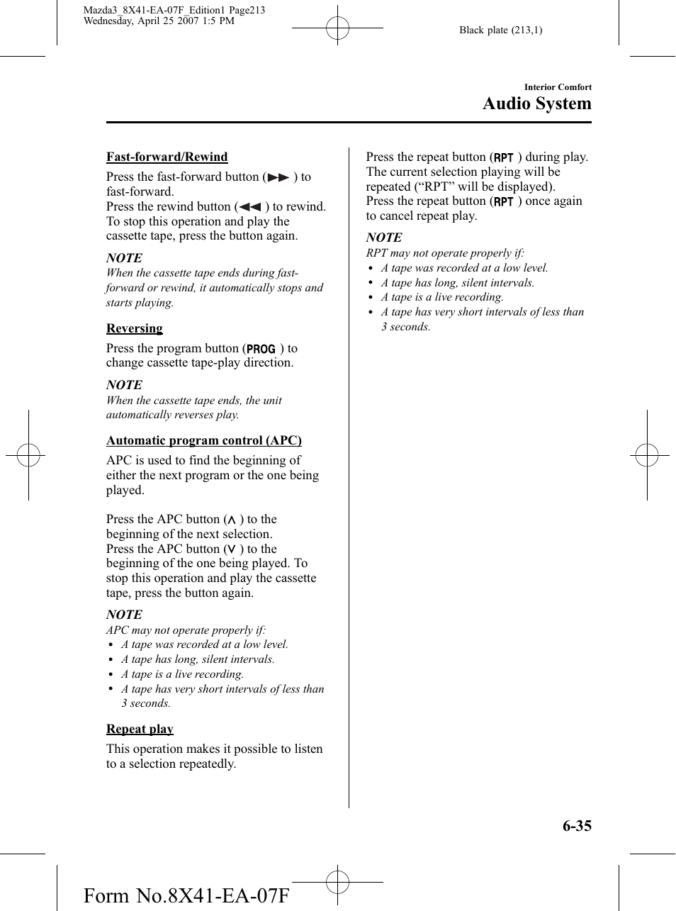 Audio system | Mazda 2008 3 4-DOOR User Manual | Page 213 / 452