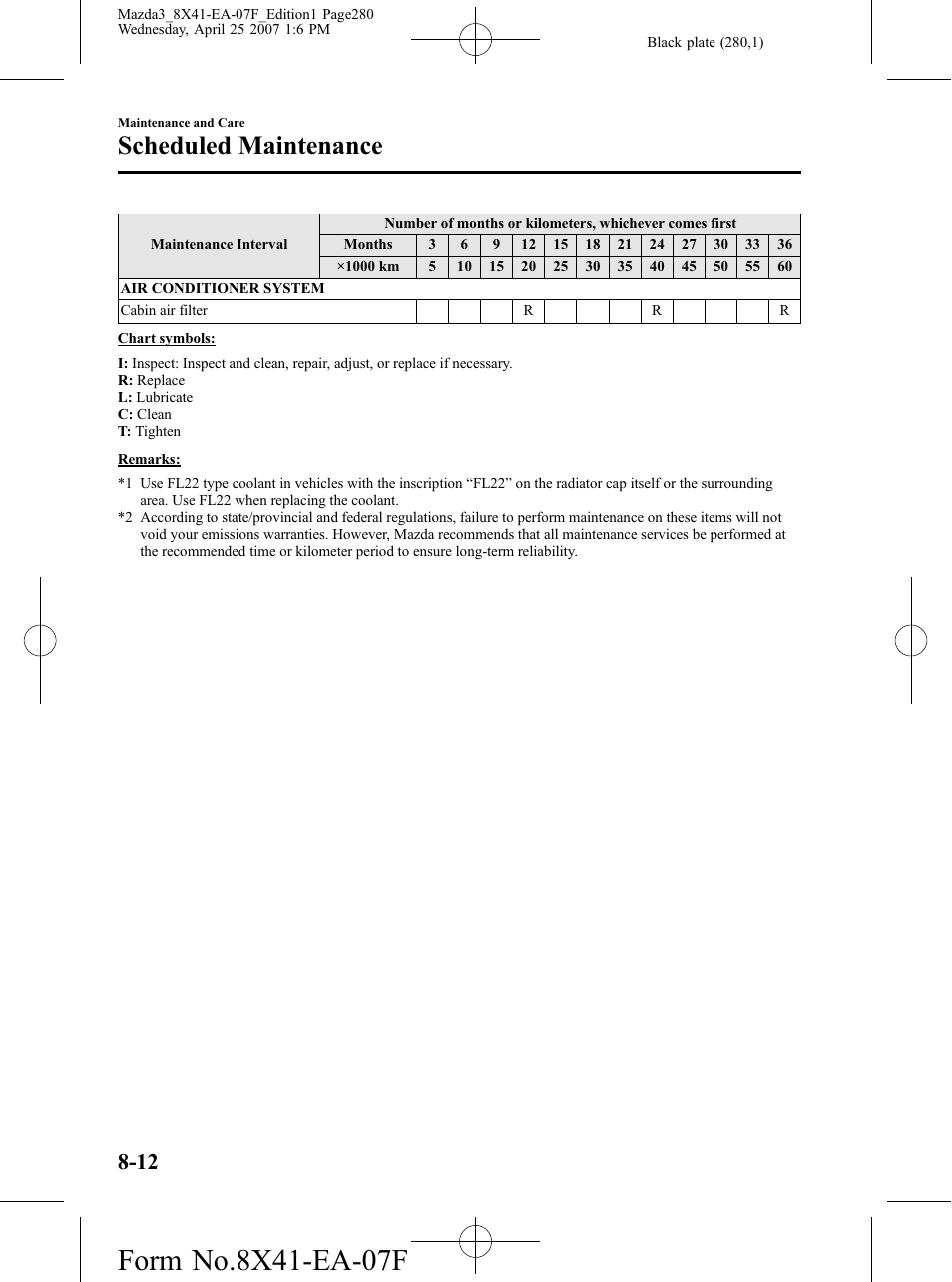 Scheduled maintenance | Mazda 2008 3 4-DOOR User Manual | Page 280 / 452