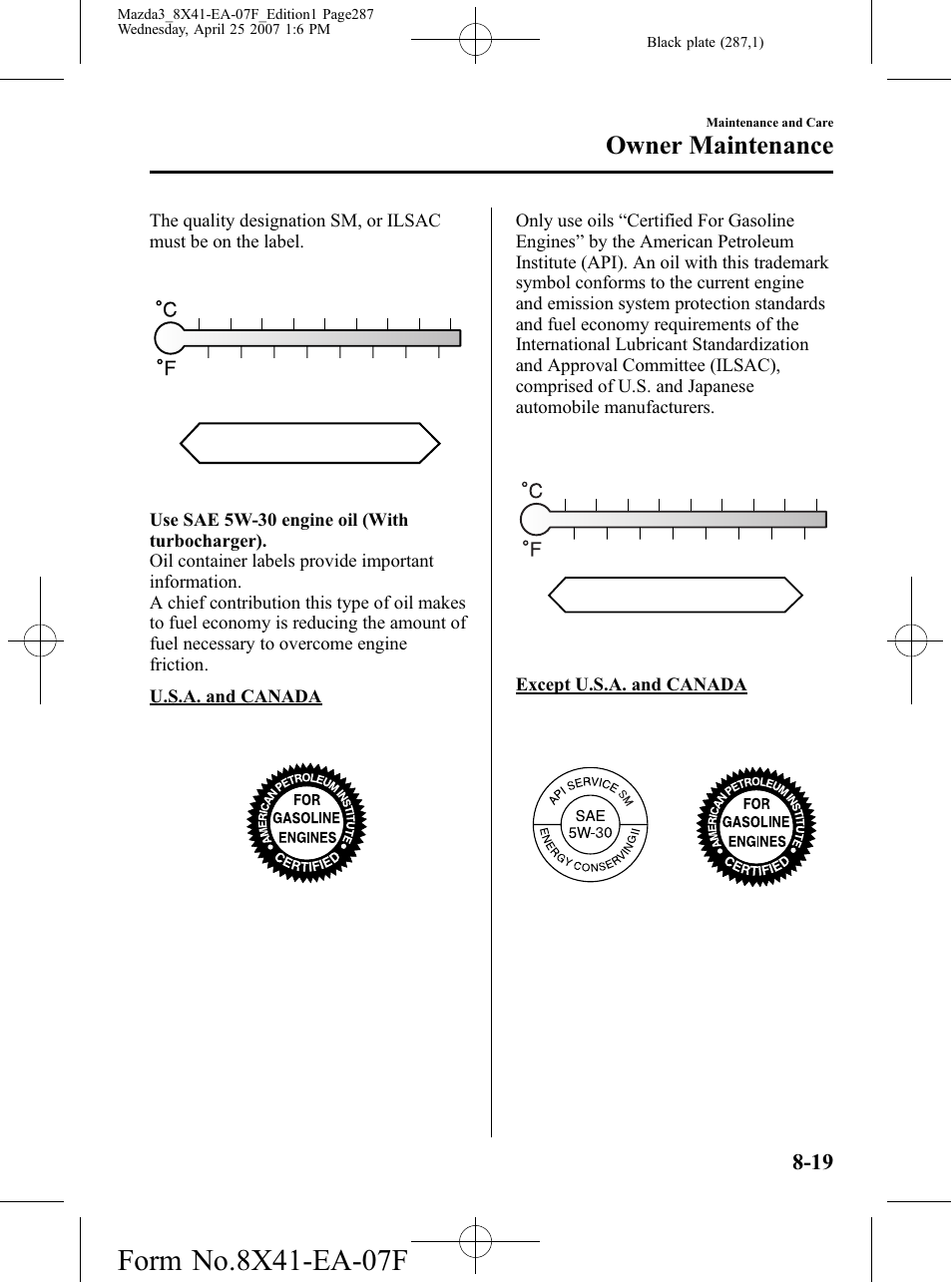 Owner maintenance | Mazda 2008 3 4-DOOR User Manual | Page 287 / 452