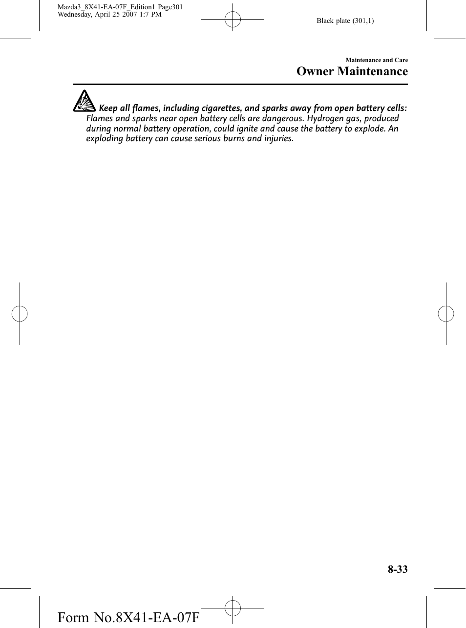 Owner maintenance | Mazda 2008 3 4-DOOR User Manual | Page 301 / 452