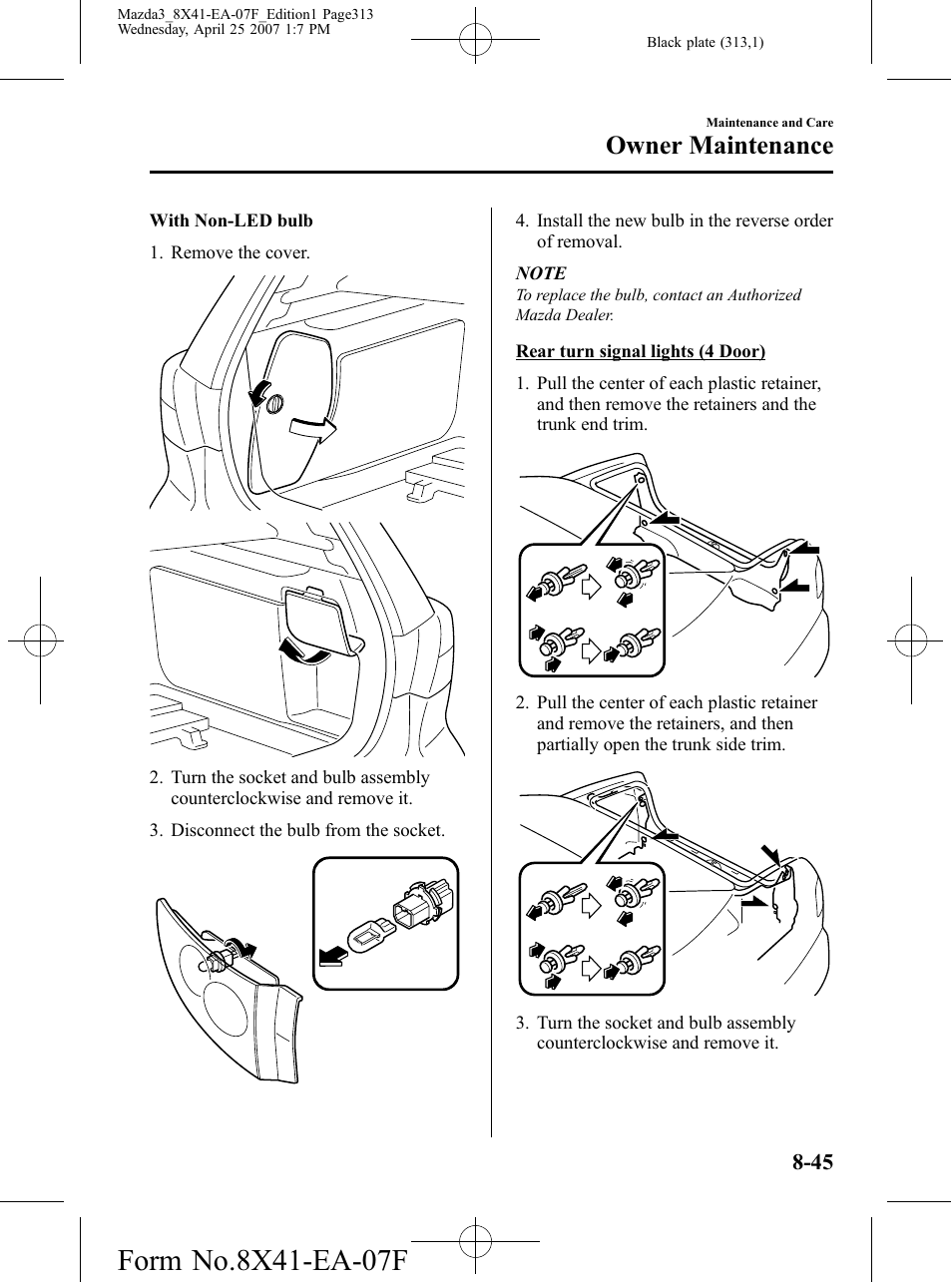 Owner maintenance | Mazda 2008 3 4-DOOR User Manual | Page 313 / 452