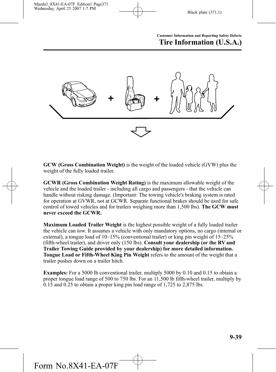 Tire information (u.s.a.) | Mazda 2008 3 4-DOOR User Manual | Page 371 / 452