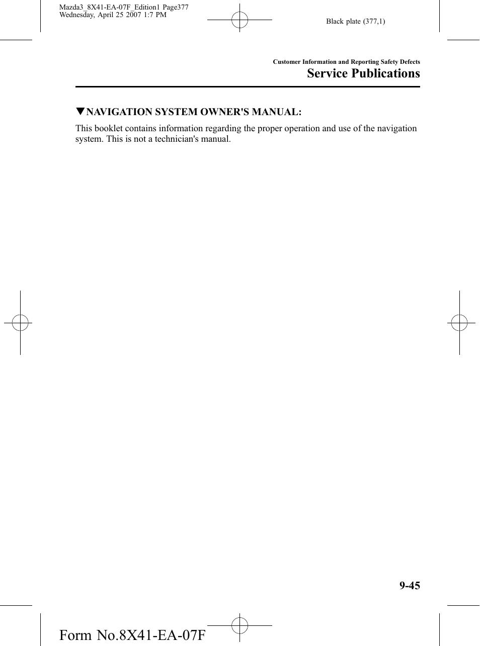 Service publications | Mazda 2008 3 4-DOOR User Manual | Page 377 / 452