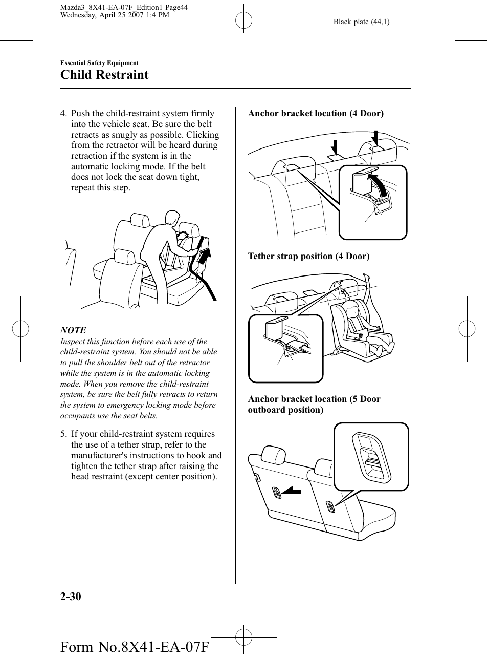 Child restraint | Mazda 2008 3 4-DOOR User Manual | Page 44 / 452