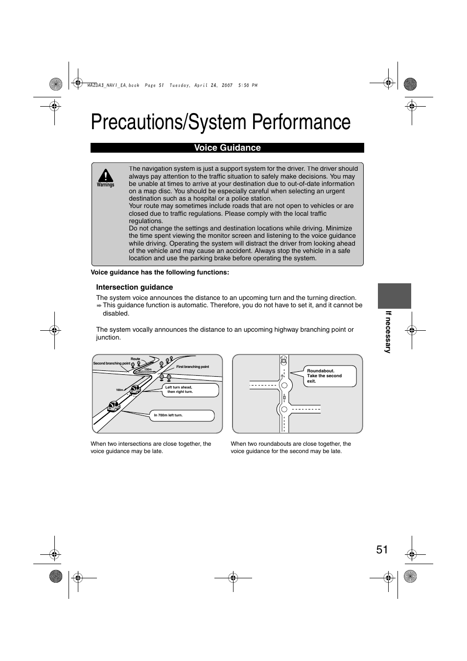 Precautions/system performance, Voice guidance | Mazda 2008 3 4-DOOR User Manual | Page 445 / 452