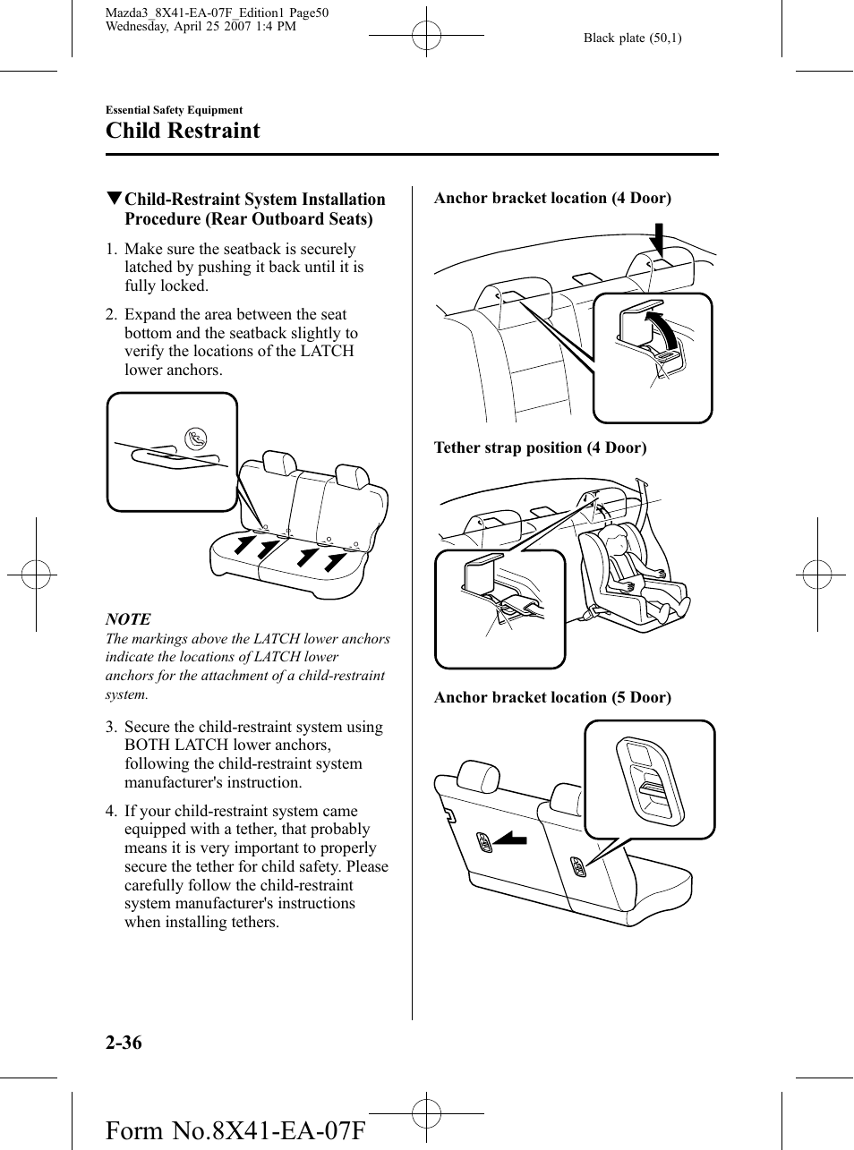 Child restraint | Mazda 2008 3 4-DOOR User Manual | Page 50 / 452