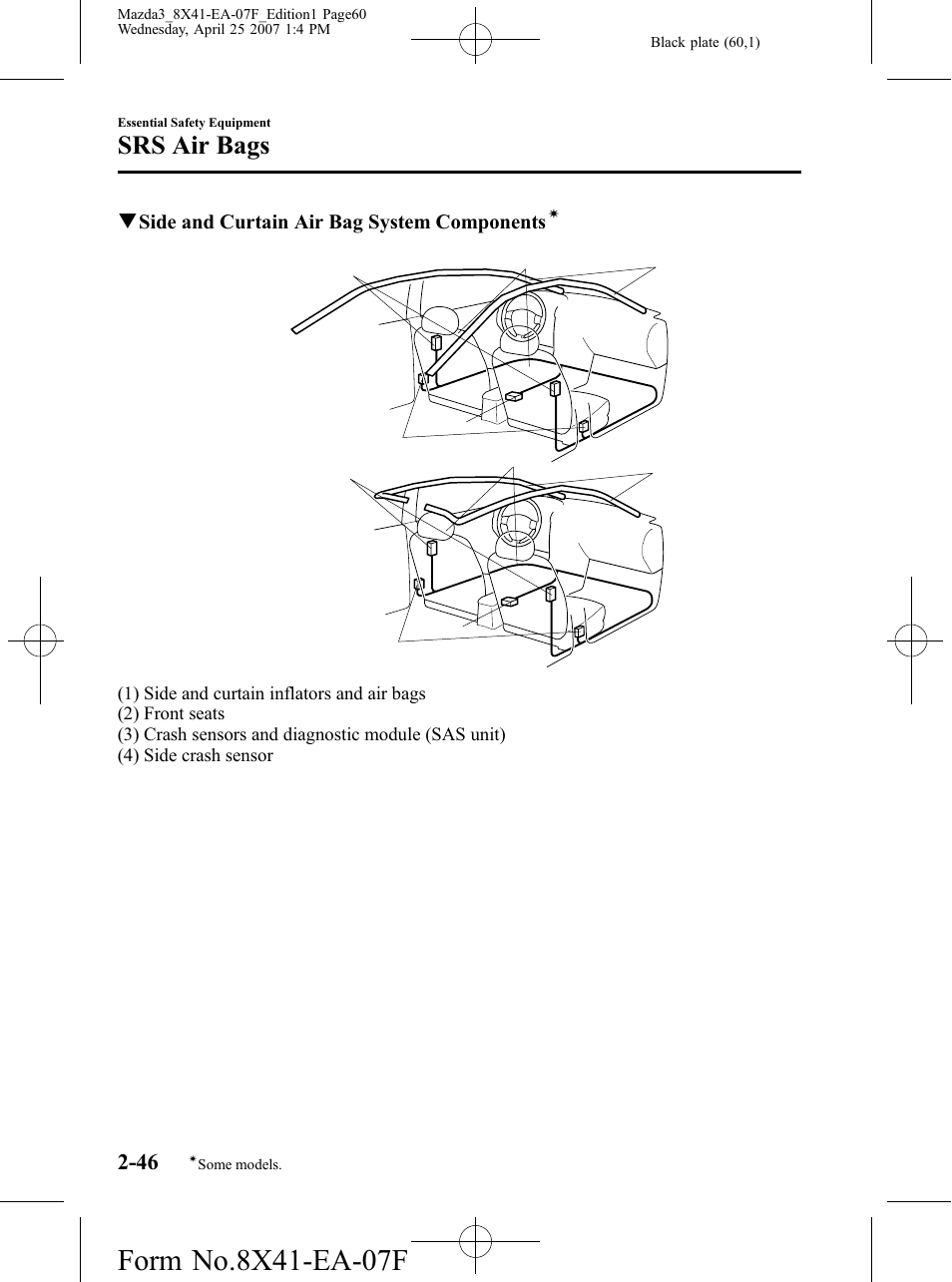 Srs air bags | Mazda 2008 3 4-DOOR User Manual | Page 60 / 452