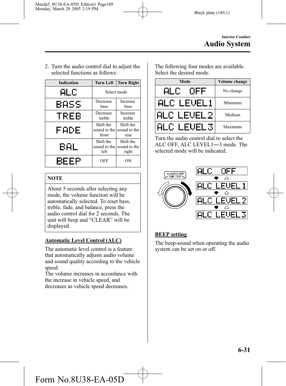 Audio system | Mazda 2006 5 User Manual | Page 189 / 388