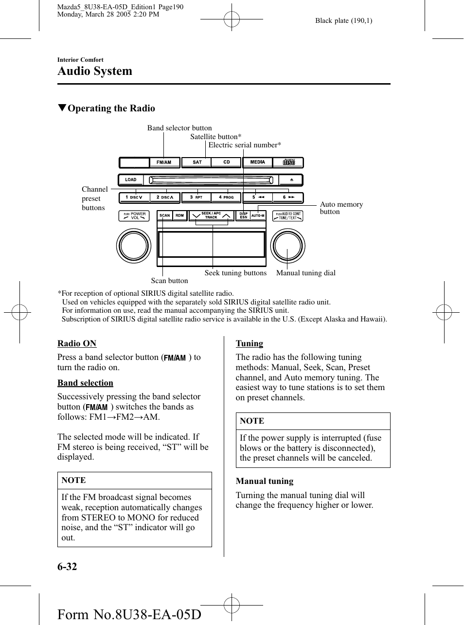 Audio system | Mazda 2006 5 User Manual | Page 190 / 388