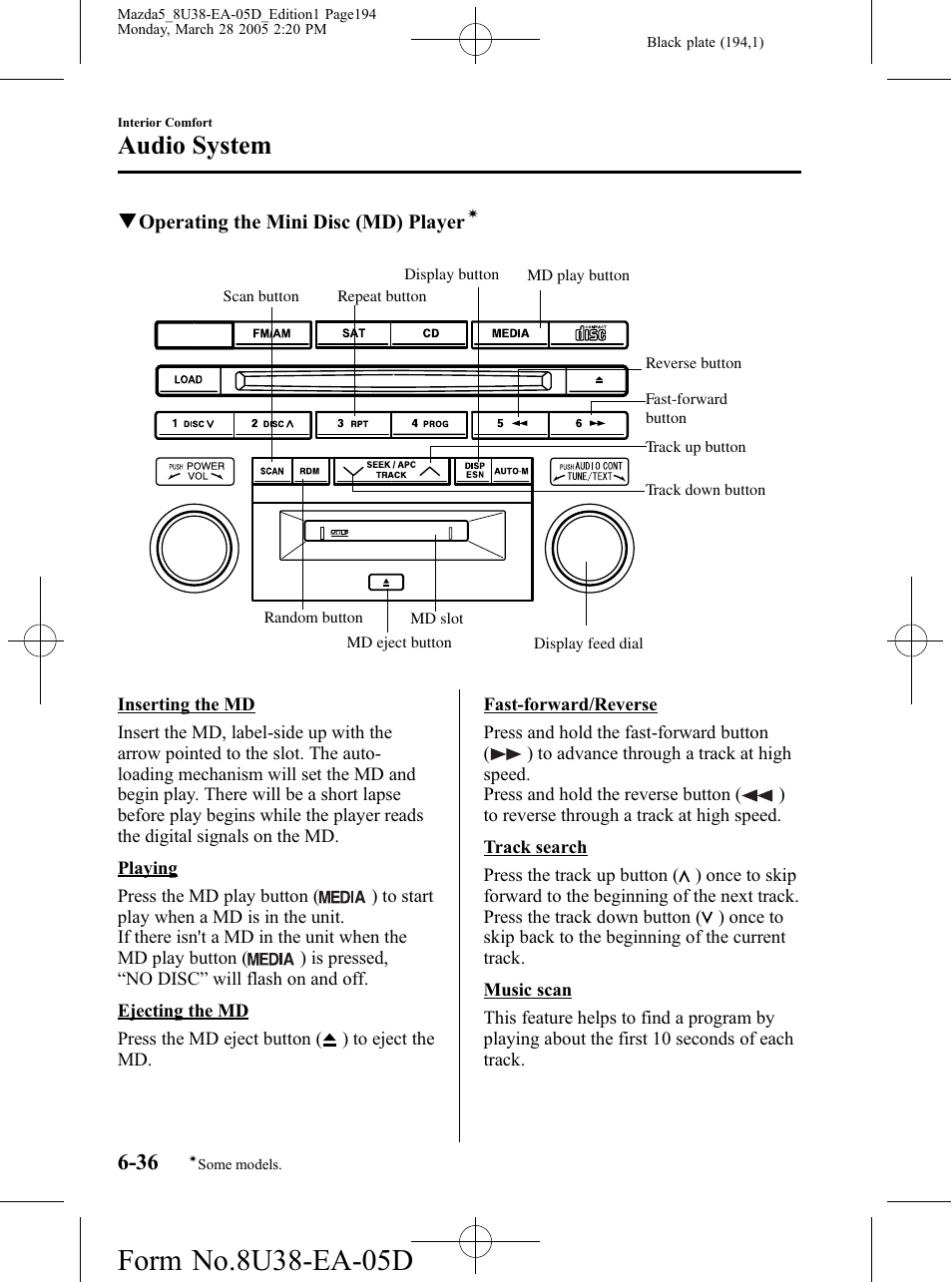 Audio system | Mazda 2006 5 User Manual | Page 194 / 388