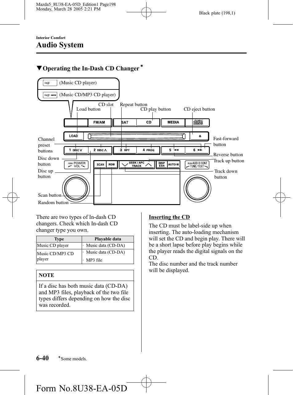 Audio system | Mazda 2006 5 User Manual | Page 198 / 388