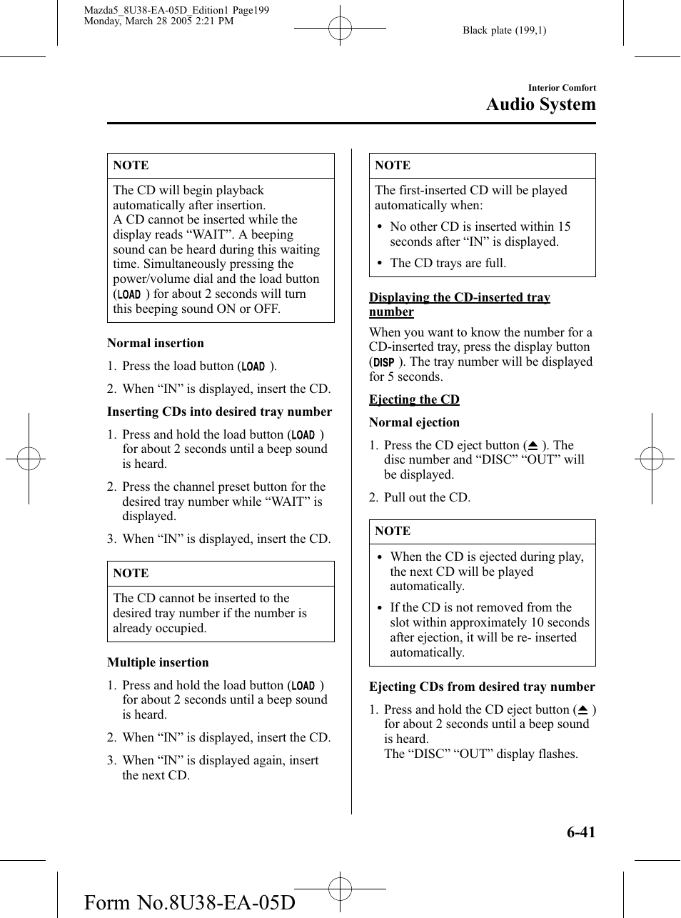 Audio system | Mazda 2006 5 User Manual | Page 199 / 388