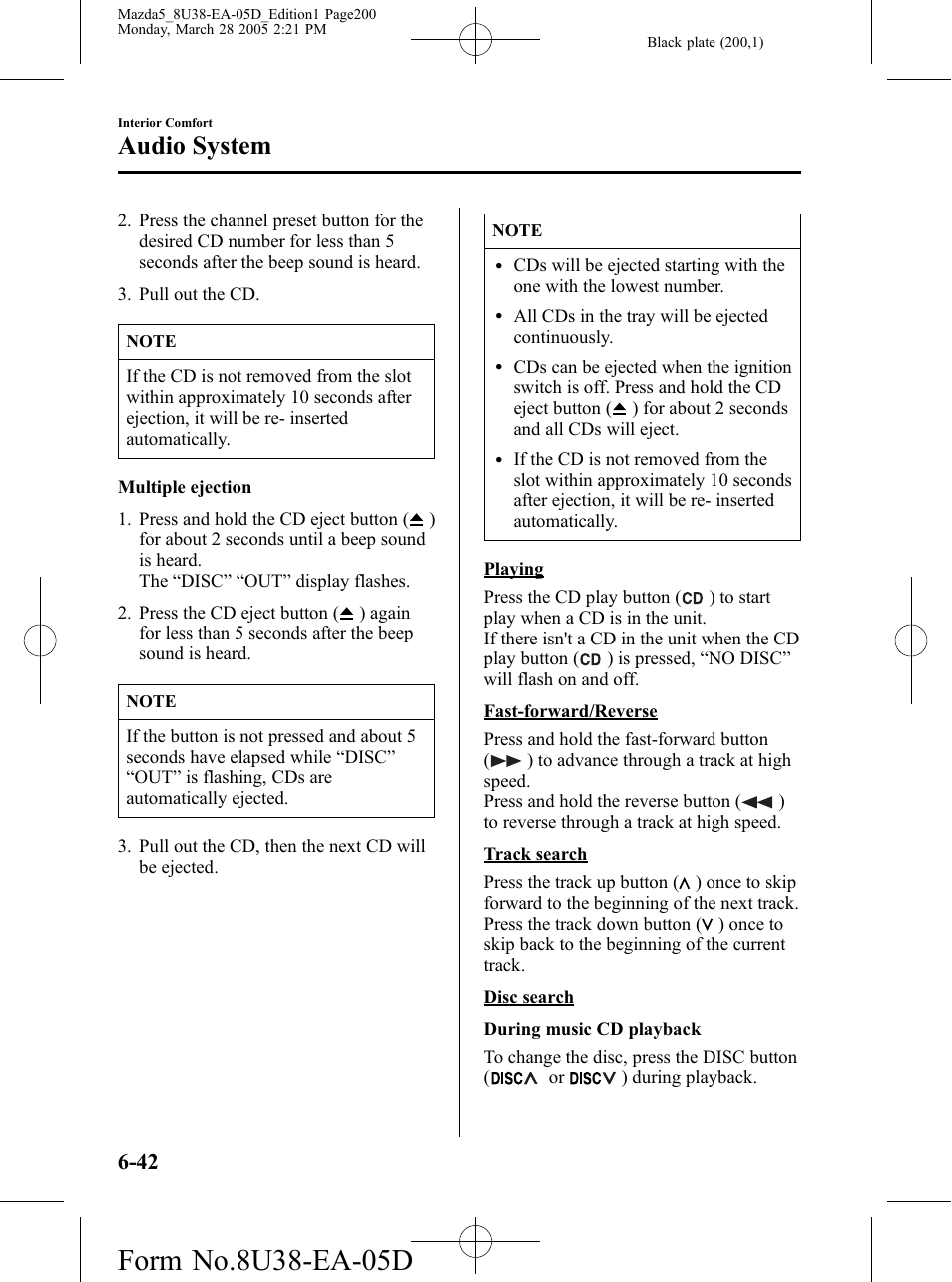 Audio system | Mazda 2006 5 User Manual | Page 200 / 388