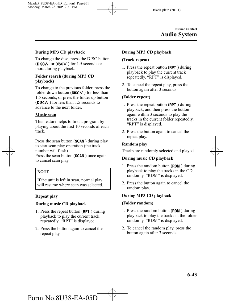 Audio system | Mazda 2006 5 User Manual | Page 201 / 388