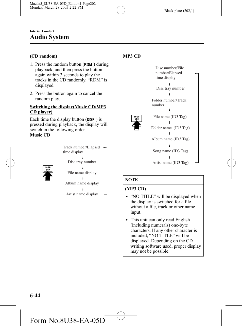 Audio system | Mazda 2006 5 User Manual | Page 202 / 388