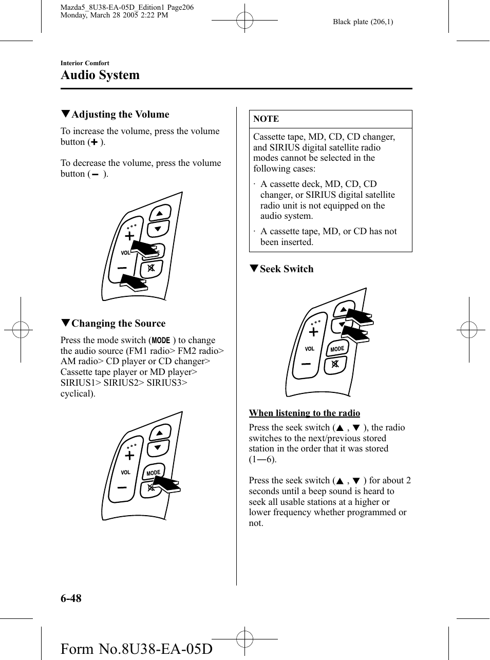 Audio system | Mazda 2006 5 User Manual | Page 206 / 388