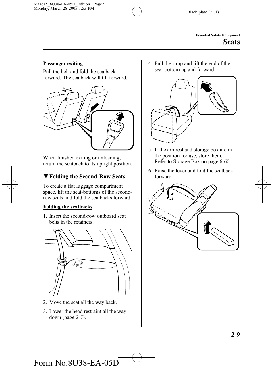 Seats | Mazda 2006 5 User Manual | Page 21 / 388