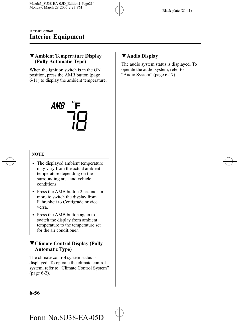 Interior equipment | Mazda 2006 5 User Manual | Page 214 / 388