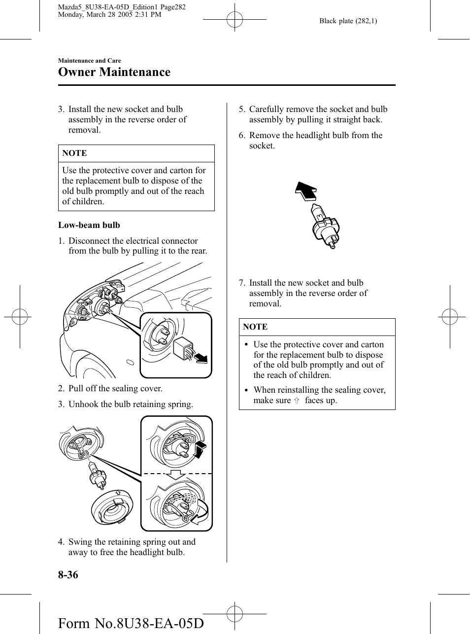 Owner maintenance | Mazda 2006 5 User Manual | Page 282 / 388