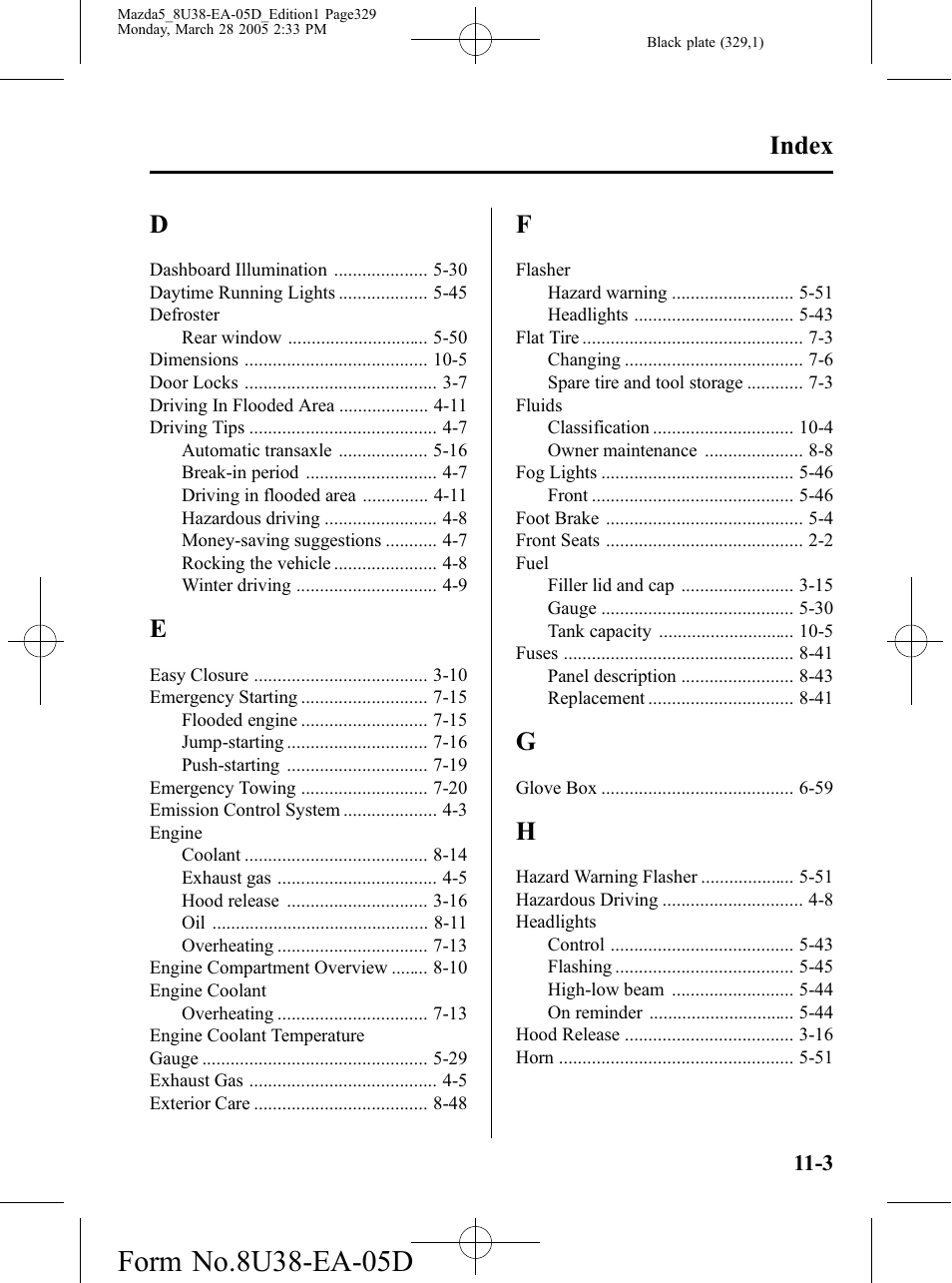 Index | Mazda 2006 5 User Manual | Page 329 / 388