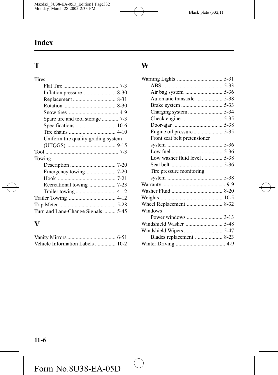 Index | Mazda 2006 5 User Manual | Page 332 / 388