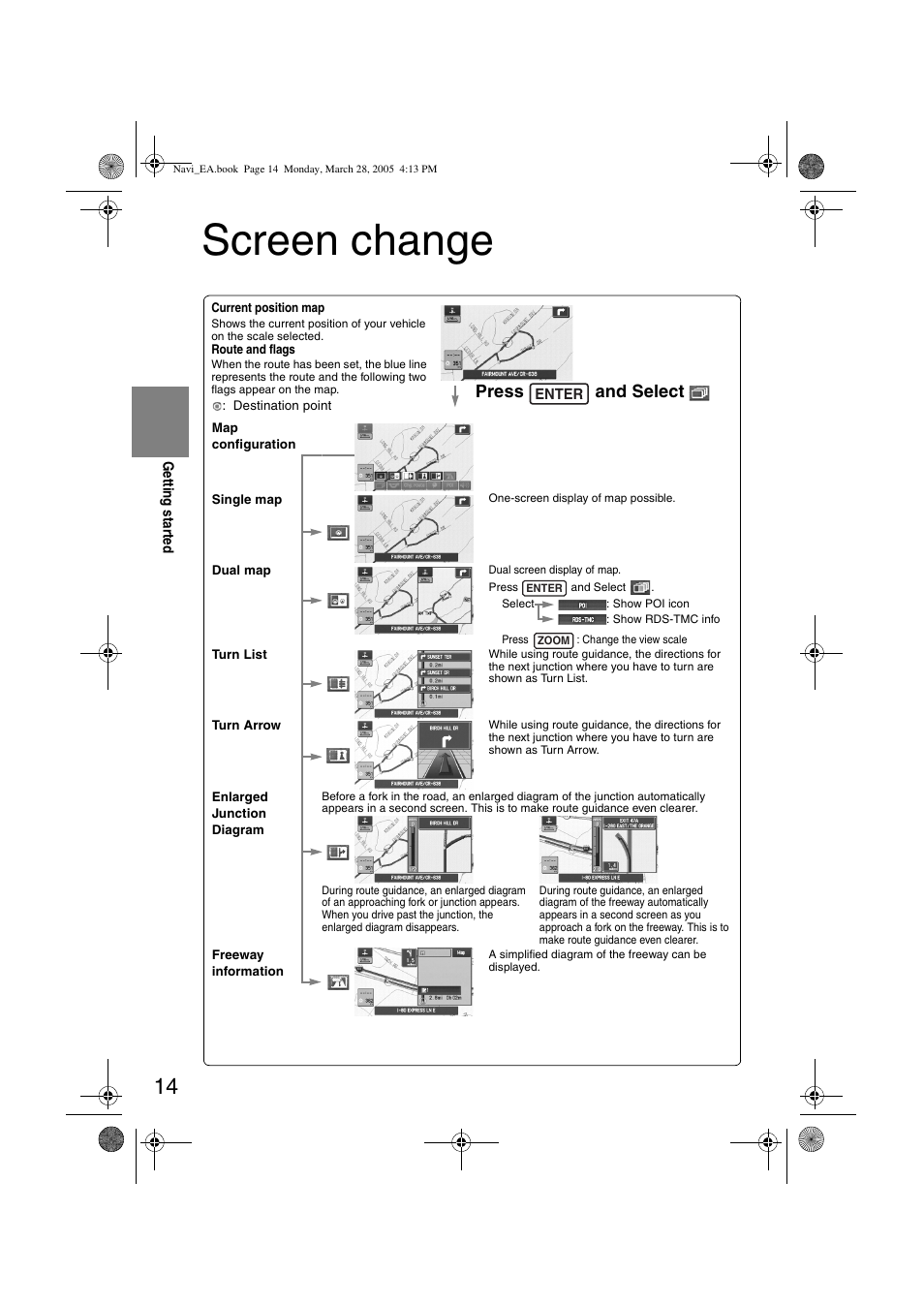 Screen change, Press and select | Mazda 2006 5 User Manual | Page 346 / 388