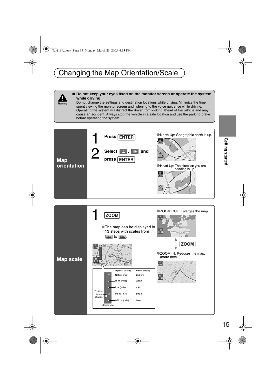 Changing the map orientation/scale, Map orientation map scale | Mazda 2006 5 User Manual | Page 347 / 388