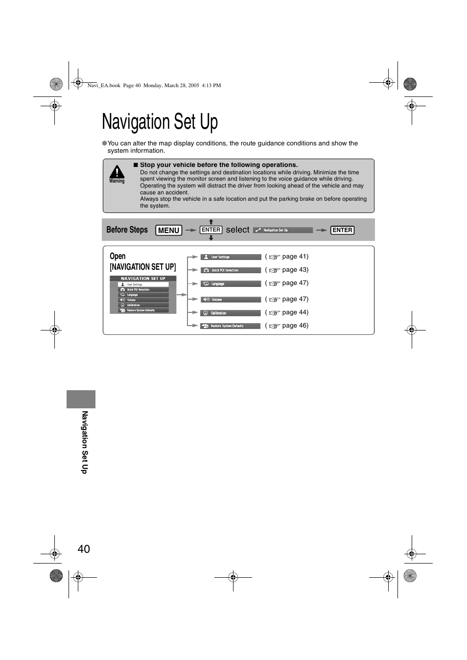 Navigation set up | Mazda 2006 5 User Manual | Page 372 / 388