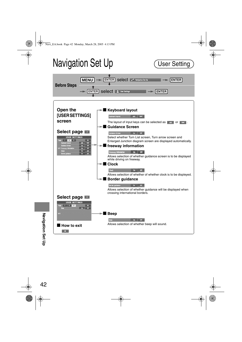 Navigation set up, User setting | Mazda 2006 5 User Manual | Page 374 / 388