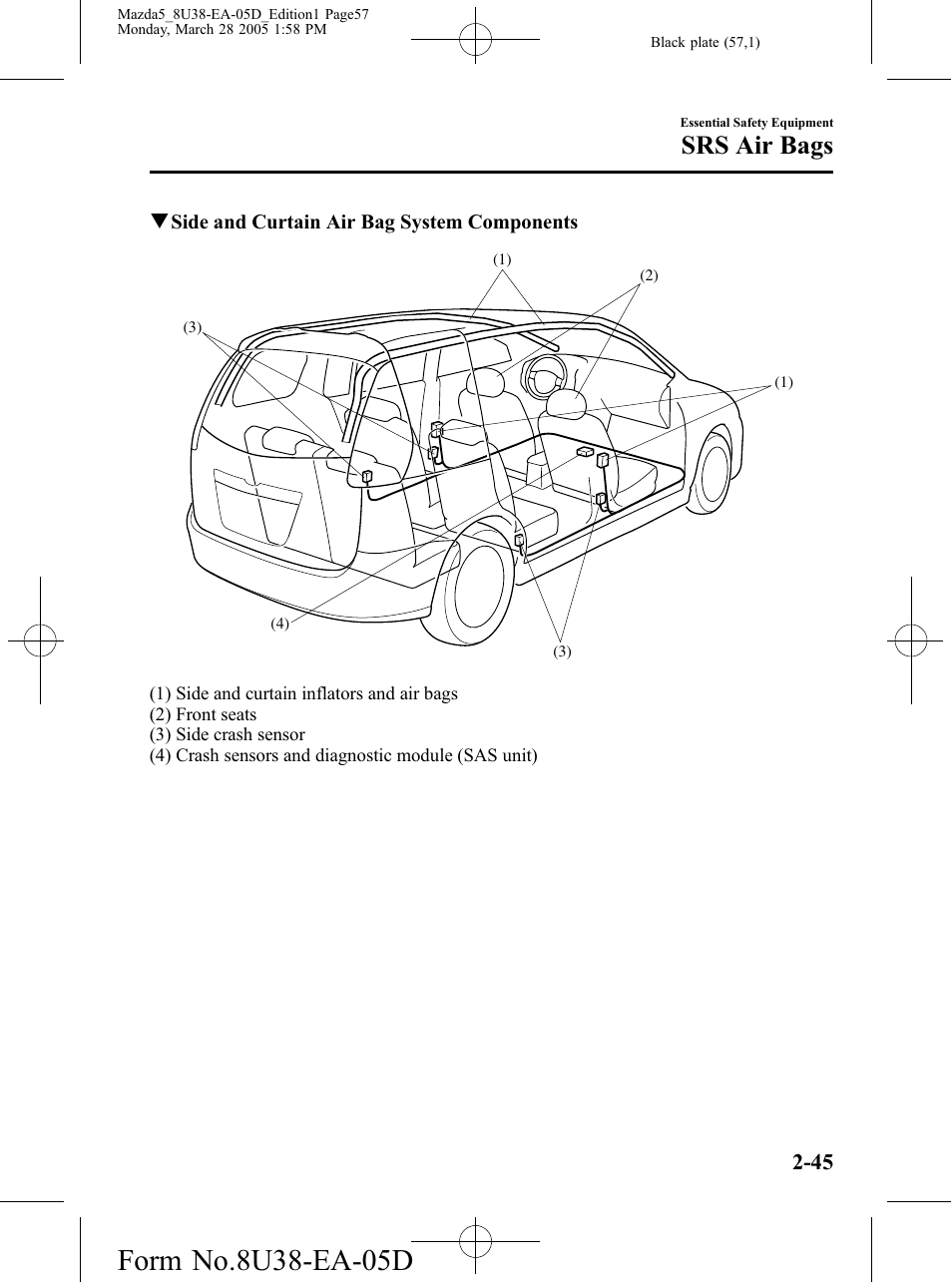 Srs air bags | Mazda 2006 5 User Manual | Page 57 / 388