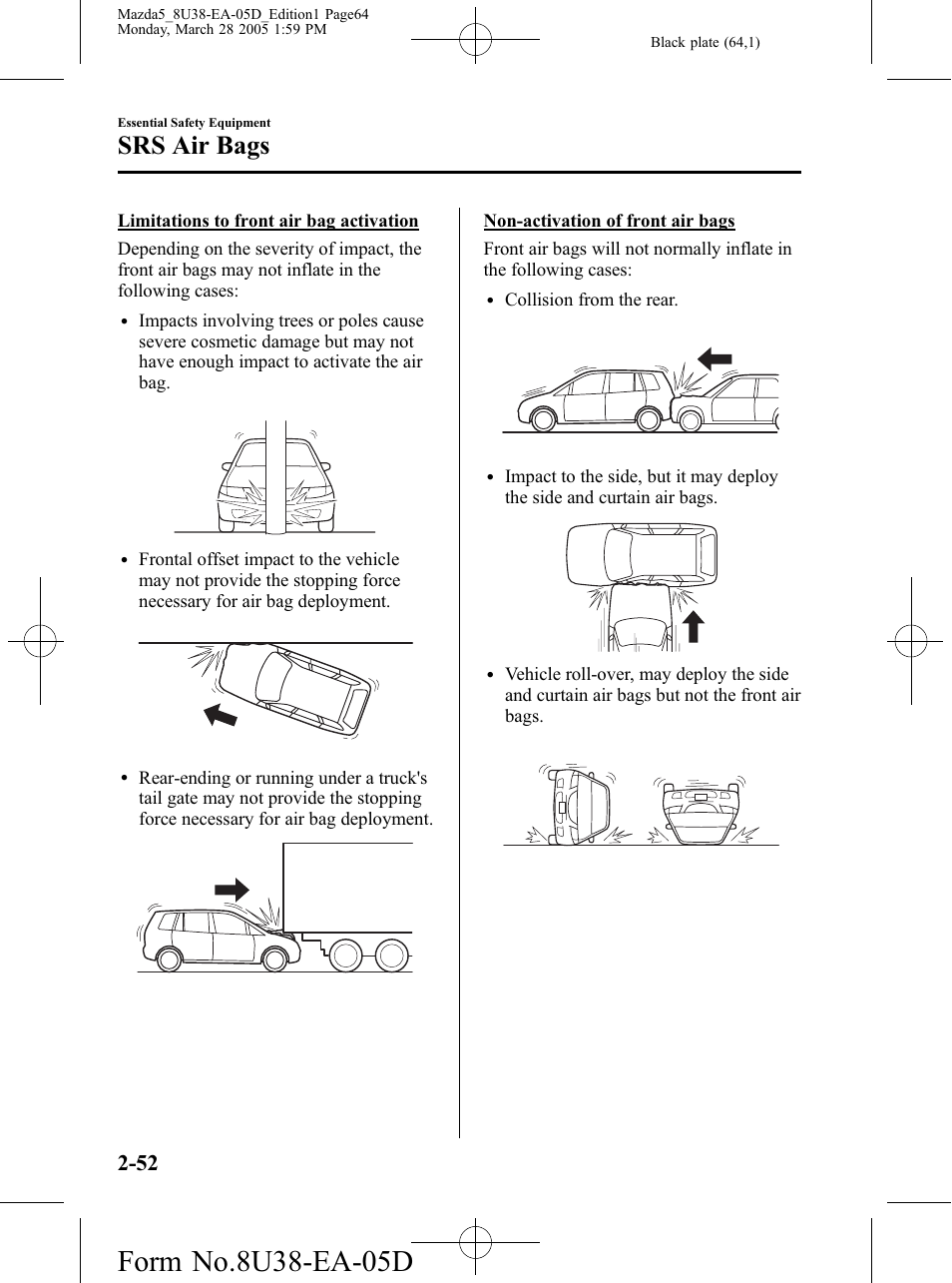 Srs air bags | Mazda 2006 5 User Manual | Page 64 / 388