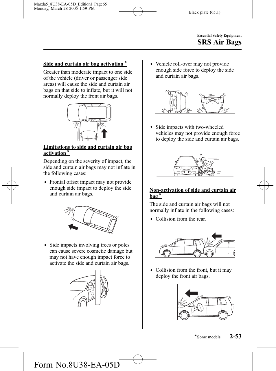 Srs air bags | Mazda 2006 5 User Manual | Page 65 / 388